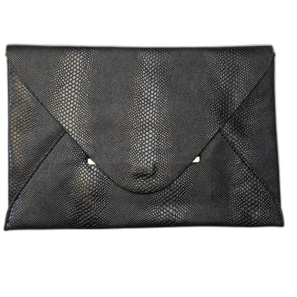 BCBG Maxazria Vegan Faux Leather Envelope Bag 11X8 Black - Picture 1 of 8
